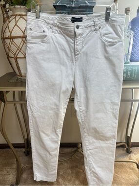 Randy Kemper Casual White Jeans - Slim Fit Button Front Size 10